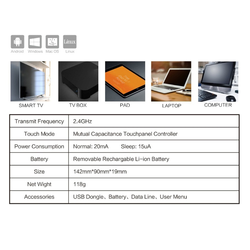 Bàn Phím Không Dây btsg h18 2.4GHz Có Màn Hình Cảm Ứng Cho Android TV Box PC Laptop Htp IPTV