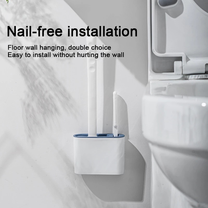 Bàn Chải Vệ Sinh Toilet Gắn Tường Bằng Silicone Tiện Dụng Không Cần Khoan Bằng Silicone