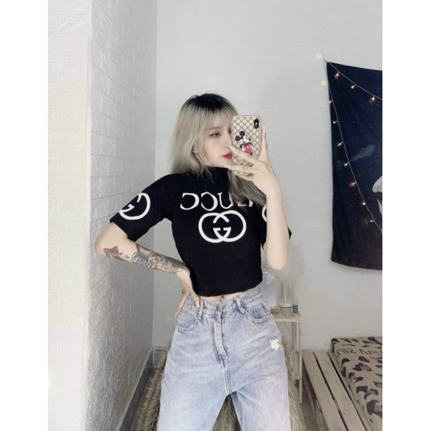 Áo Thun Croptop Tay Phồng Dễ Phối Đồ