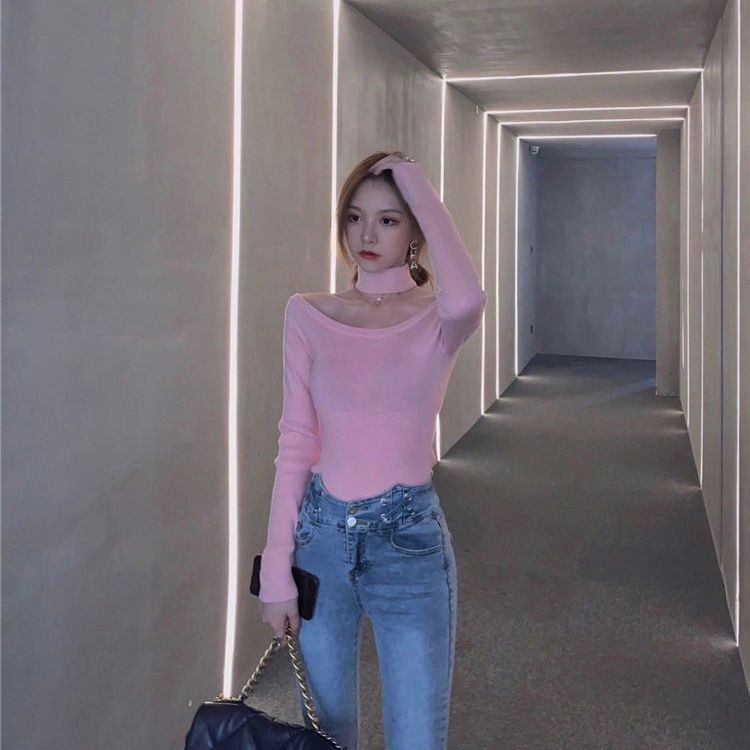 Áo thun COZOKC tay dài hở vai thiết kế quyến rũ cho nữ