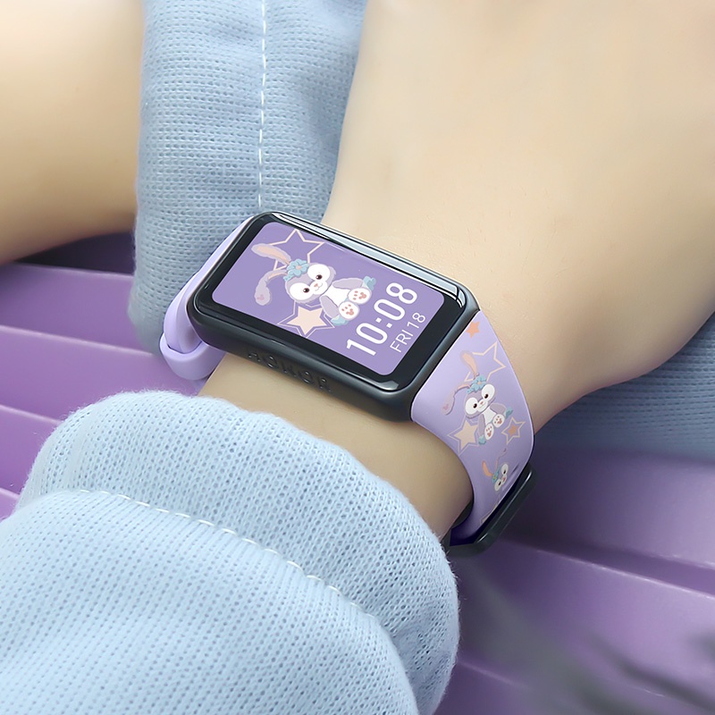 Dây Đeo Điện Thoại Huawei Band 7 In Hình Hoạt Hình Bằng Silicone