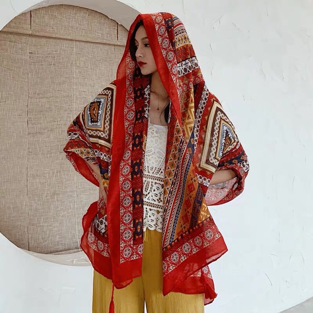 Khăn choàng thổ cẩm boho khăn choàng du lịch biển