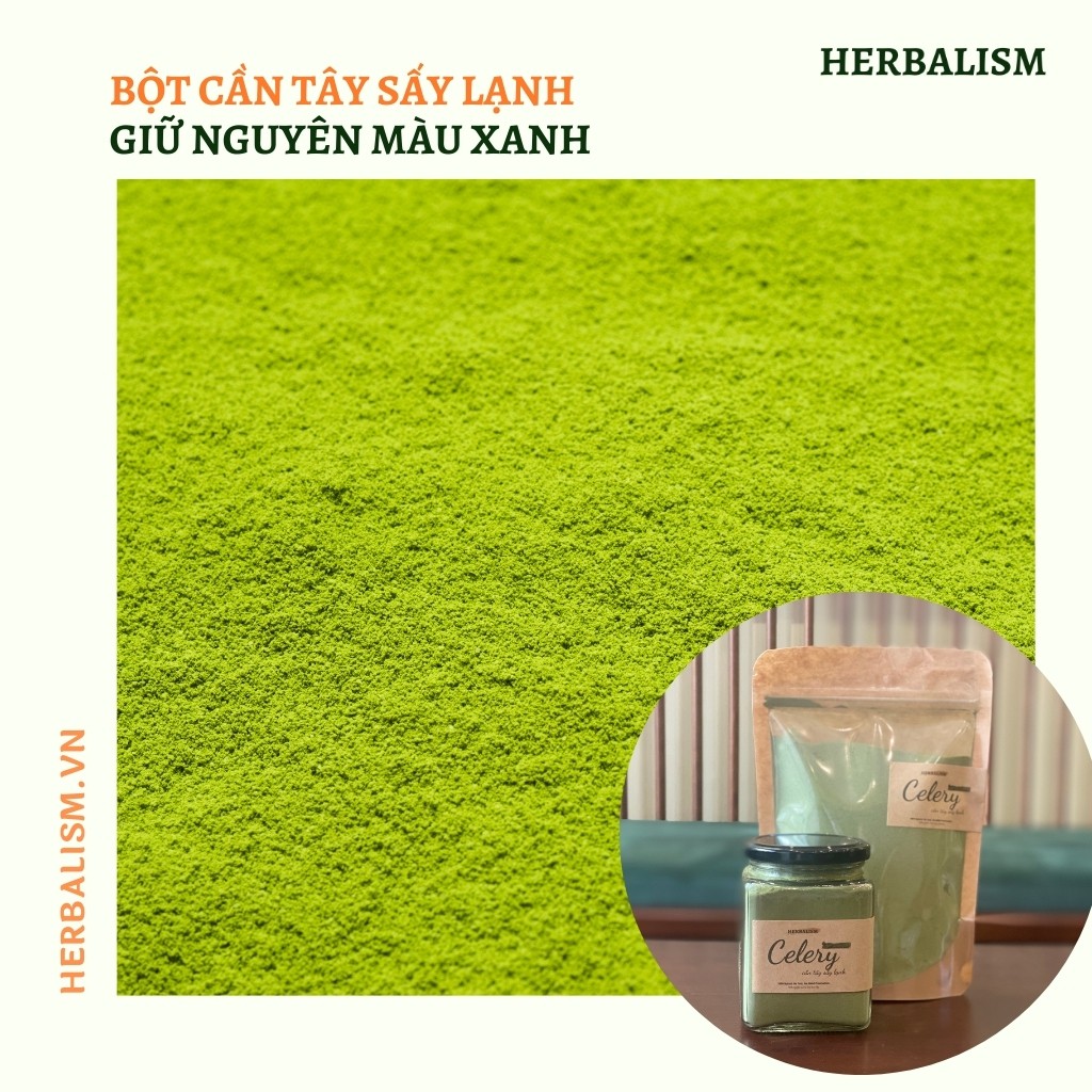 [HÀNG CAO CẤP] Bột Cần Tây Hữu Cơ Giảm cân Sấy Lạnh Nguyên Chất Herbalism | Nước ép cần tây detox, giảm mỡ trong 5 giây