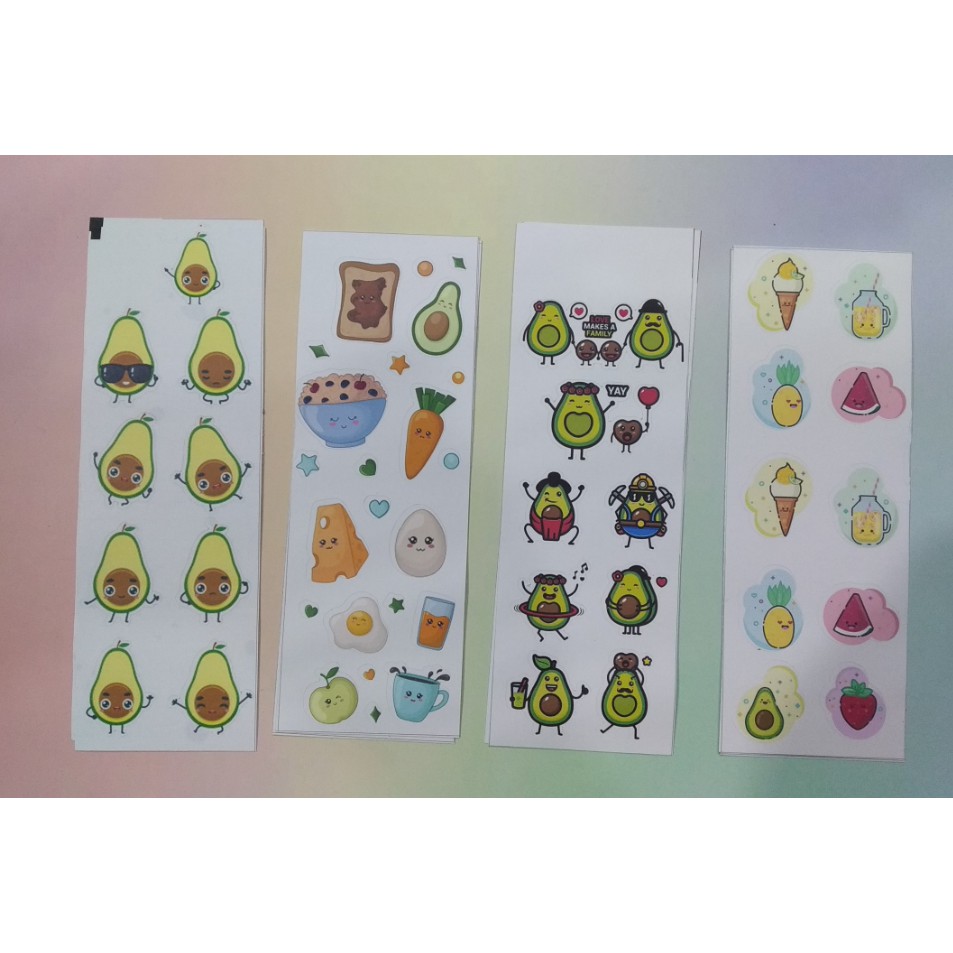 sticker quả bơ avocado SI18 hình dán dễ thương trang trí dán sổ dán điện thoại 1 tờ 7*19,5cm bullet journal