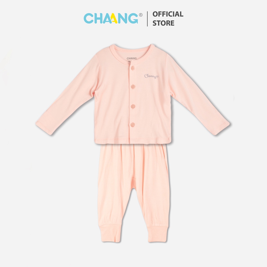 Bộ quần áo dài cúc giữa Sea hồng cho bé