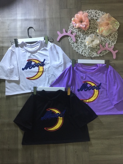 Áo Croptop Mặt Trắng MOOD Kèm Ảnh Thật
