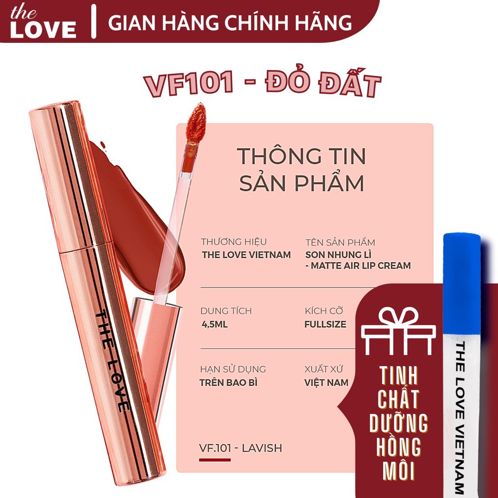 [MUA 1 ĐƯỢC 2] Son Kem THE LOVE Đỏ Đất Siêu bền Màu Chính Hãng 4ml