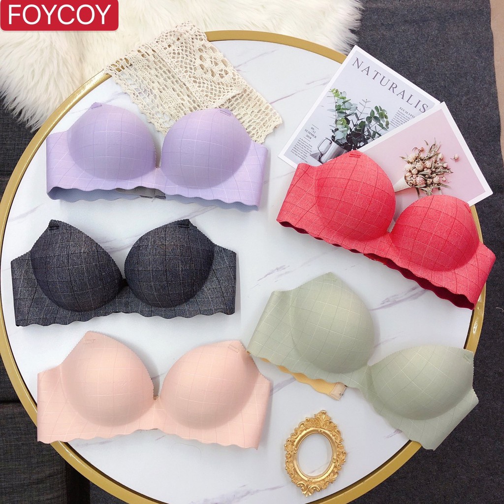 Áo Ngực Su Muối Tiêu Hiệu FOYCOY Họa Tiết Kẻ Ô Vuông Thông Hơi Nâng Ngực Bàn Tay | BigBuy360 - bigbuy360.vn