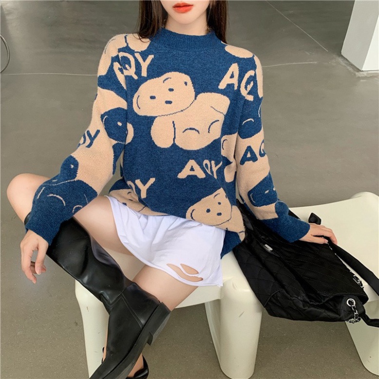 Áo Len Dài Tay Nữ, Áo Len Nữ GUMAX Họa Tiết Gấu FreeSize Form Rộng Hàng Quảng Châu Cao Cấp | BigBuy360 - bigbuy360.vn