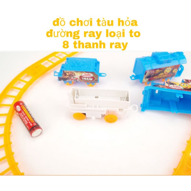 Bộ đồ chơi tàu hỏa đường ray xe lửa Thomas dùng pin . loại to 8 thanh ray nối