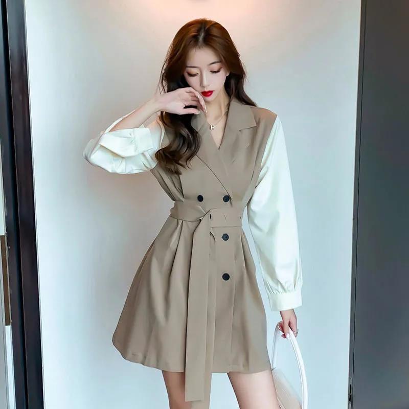 Váy chữ A cổ vest thắt eo đính cúc chất đẹp ảnh thật