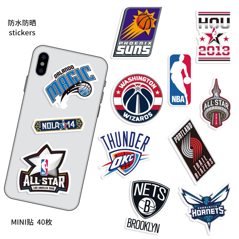[Set 10 chiếc] Sticker Bóng Rổ, Ván Trượt, Jeep Dán Trang Trí Bàn Học, Sticker Dán Mũ Bảo Hiểm Sticker NBA Skate Jeep