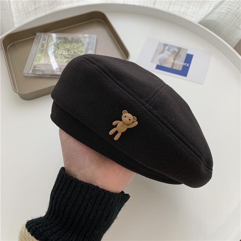 Mũ Nồi Len Hình Gấu Phong Cách vintage Xinh Xắn