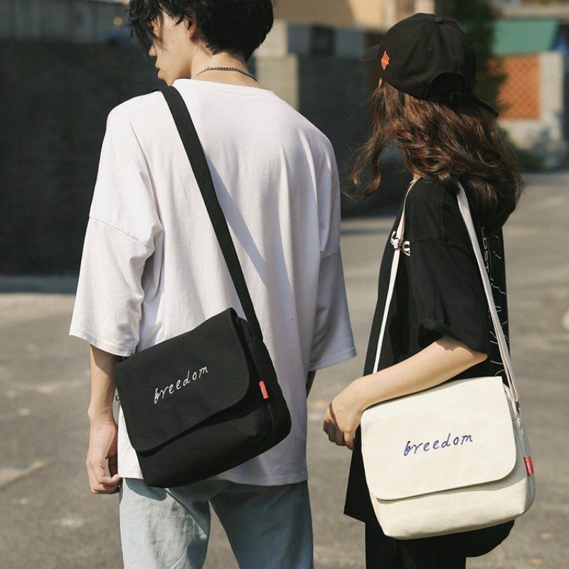 Túi xách đeo chéo bằng vải canvas phong cách Hàn Quốc ulzzang cá tính cho nam
