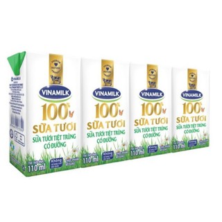 Lốc sữa Vinamilk có đường 4 hộp x110ml