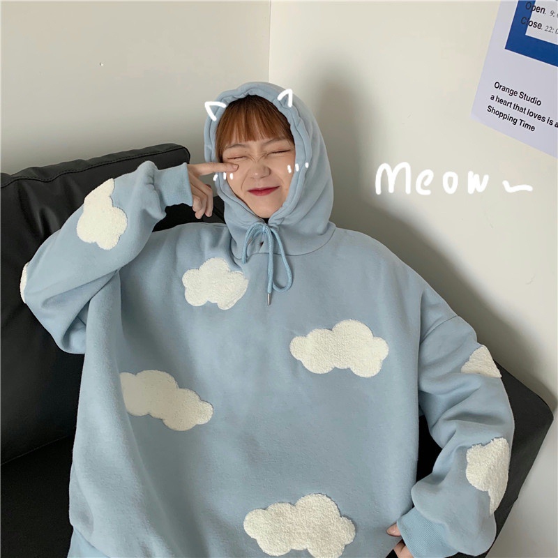 Áo hoodie tay dài dáng rộng phong cách Hàn Quốc thời trang trẻ trung | BigBuy360 - bigbuy360.vn