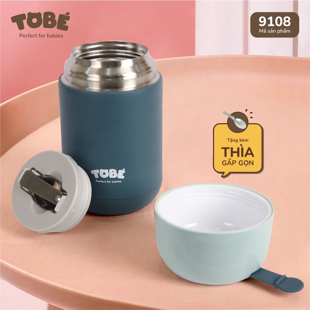 Bình ủ cháo tobe giữ ấm nóng dung tích 900ml cao cấp tiện lợi an toàn hỗ trợ chăm sóc phát triển cho bé trai bé gái 9108