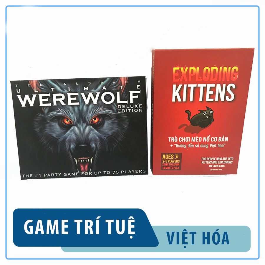 Bộ đồ chơi game thẻ bài cho trẻ em Bài Ma sói Ultimate Việt hóa + Bài Mèo nổ cơ bản hướng dẫn tiếng Việt