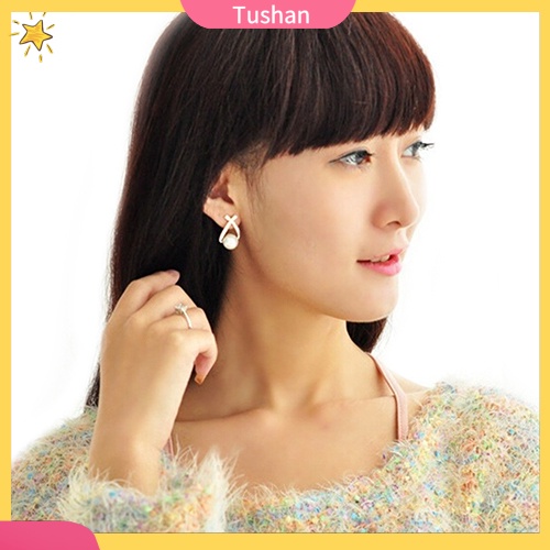 Đôi bông tai đính ngọc trai nhân tạo thời trang cho nữ