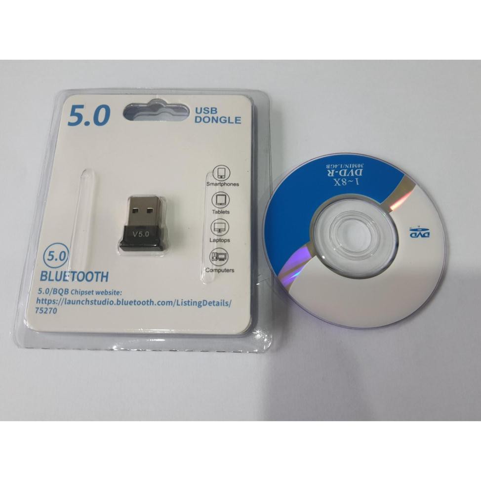 USB Bluetooth 5.0 CSR cho máy tính laptop tạo kết nối không dây LOẠI TỐT bắt sóng cực khỏe mét tặng đĩa cài