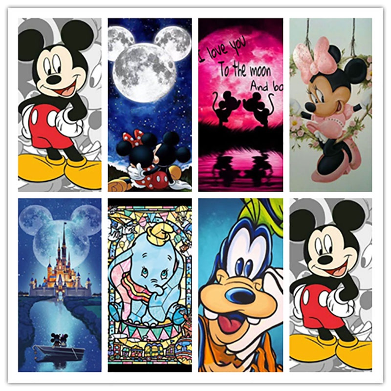 DISNEY Bộ Tranh Đính Đá 5D Tự Làm Toàn Diện Hình Tròn / Vuông Cho Người Lớn