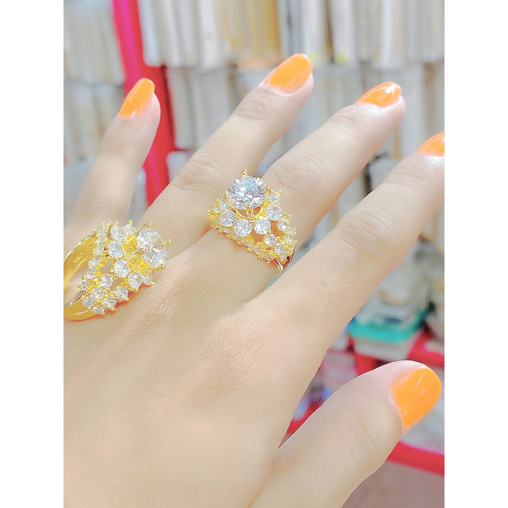 Nhẫn nữ UHA mạ vàng 18k đính đá CZ N493152-140 - Trang Sức UHA