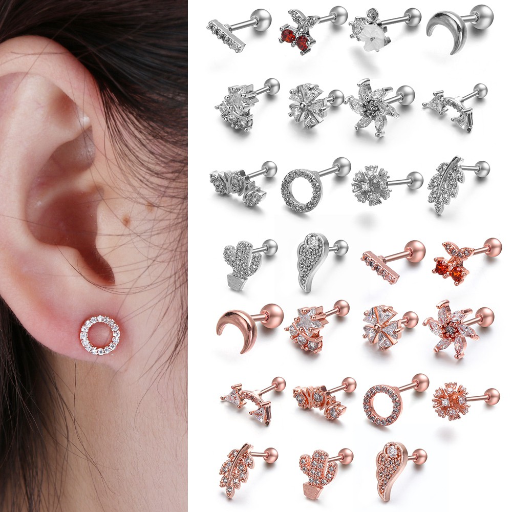 Khuyên Xỏ Sụn Tai Thời Trang|Khuyên Tai Kiểu Dàn Giáo Helix 28 Phong Cách Gợi Cảm