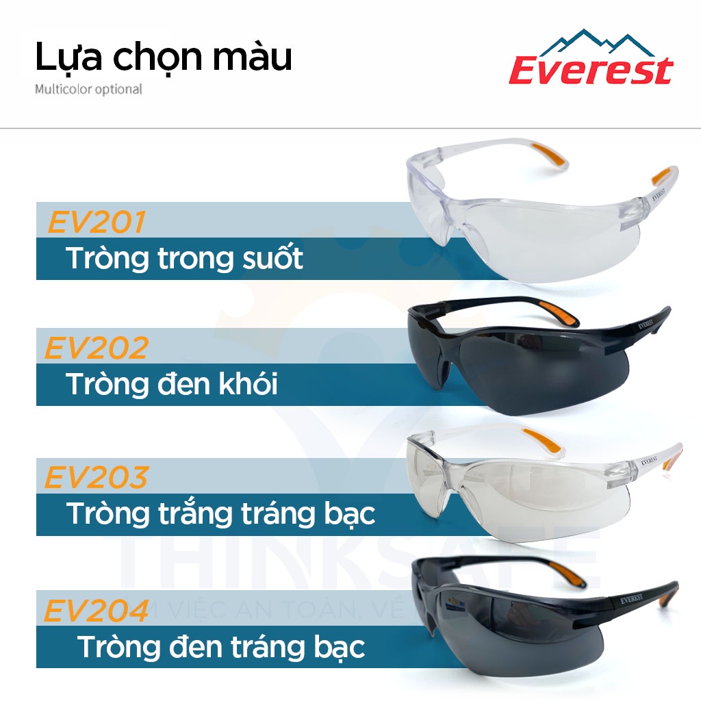 Kính chống bụi đi đường Thinksafe Everest, mắt kiếng đa năng, chống tia UV chính hãng, kiểu dáng ôm khuôn mặt - EV203