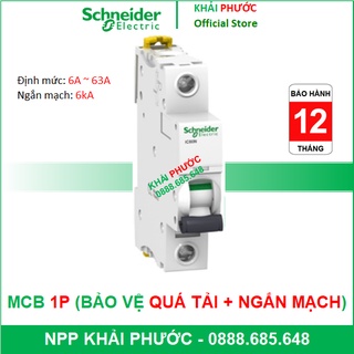 MCB 1P CB TÉP 1 PHA 6A 10A 16A 20A 25A 32A 40A 50A 63A 6kA iK60N Áp tô mát tép át tép CB Tép SCHNEIDER - KHẢI PHƯỚC