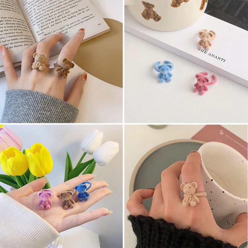 Nhẫn Hình Gấu Hoạt Hình Có Thể Điều Chỉnh Thời Trang Cho Nữ