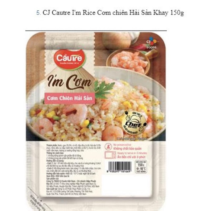 CƠM CHIÊN HẢI SẢN - CƠM CHIÊN KIM CHI (CẦU TRE HỘP 150g)