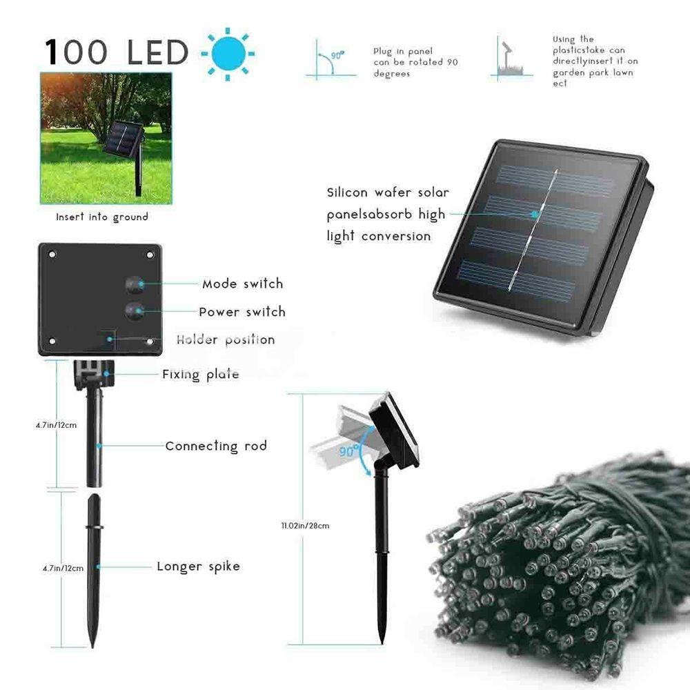 BORAG Dây Đèn Led Năng Lượng Mặt Trời Chống Thấm Nước Trang Trí Lối Đi