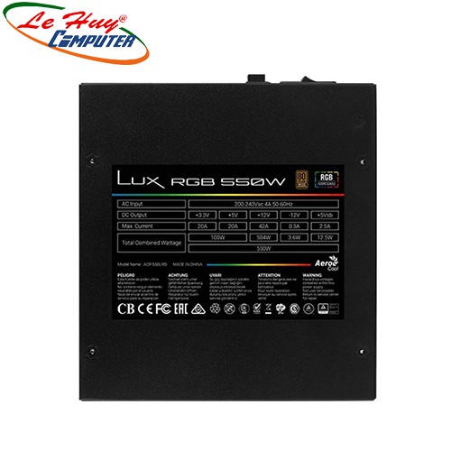 Nguồn Aerocool LUX RGB 550W 80 Plus Bronze