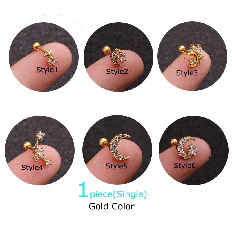 1 chiếc khuyên tai thép không gỉ 6mm 20g
