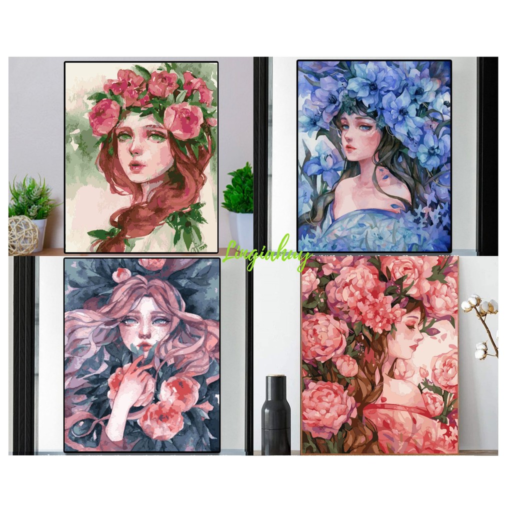 Tranh Sơn Dầu Số Hóa Cô Gái Tự Tô Màu Theo Số Kích Thước 40x50 | BigBuy360 - bigbuy360.vn