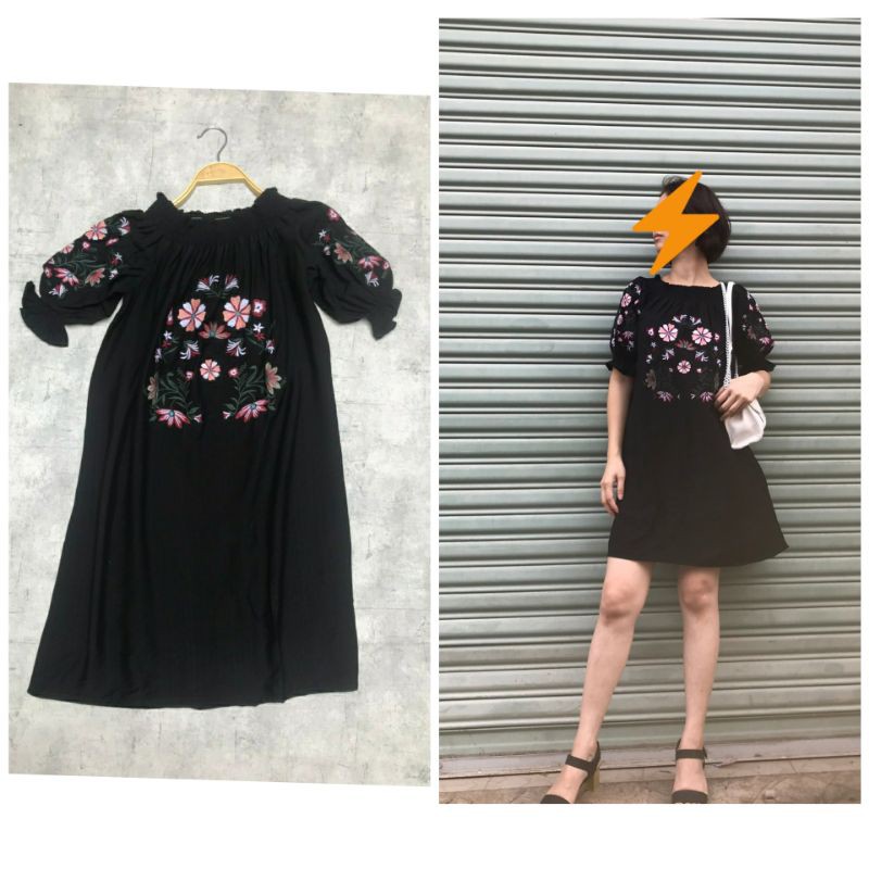 Đầm thêu hoa dáng suông GJP-hàng xuất xịn