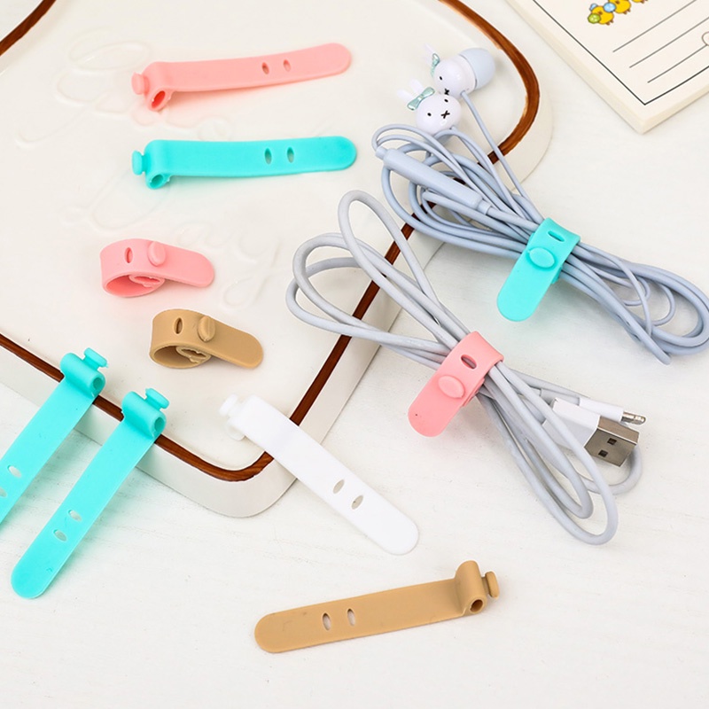 Set 4 dây quấn dây cáp bằng silica gel mềm màu trơn đơn giản