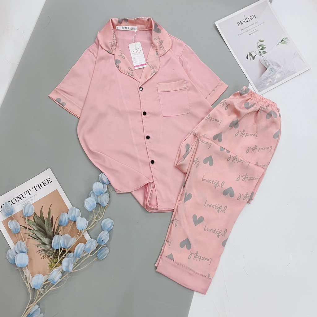 Bộ Đồ Pijama Mặc Nhà Lụa Satin Cao Cấp Quần Dài Áo Cộc BP05 - Babi mama