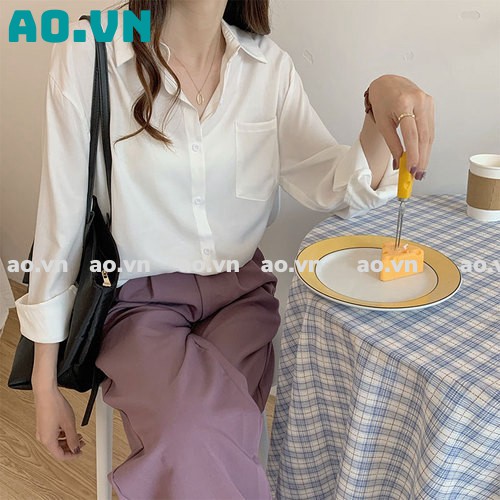 {ao.vn} Áo sơ mi nữ cổ polo dáng dấu quần 2021 FREESHIP 50K A,033 | BigBuy360 - bigbuy360.vn