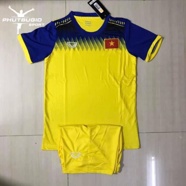 [ẢNH THẬT] Bộ quần áo đá bóng trẻ em, Áo đá banh trẻ em  đội tuyển Việt Nam màu vàng cao cấp mẫu mới nhất 2019-2020  ་