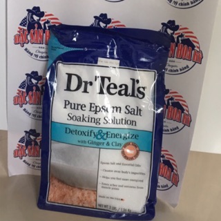 {Hàng nội địa Mỹ } Muối Epsom Dr Teal’s Gừng & đất sét – Detoxify & Energize – 3lbs (1.36kg)