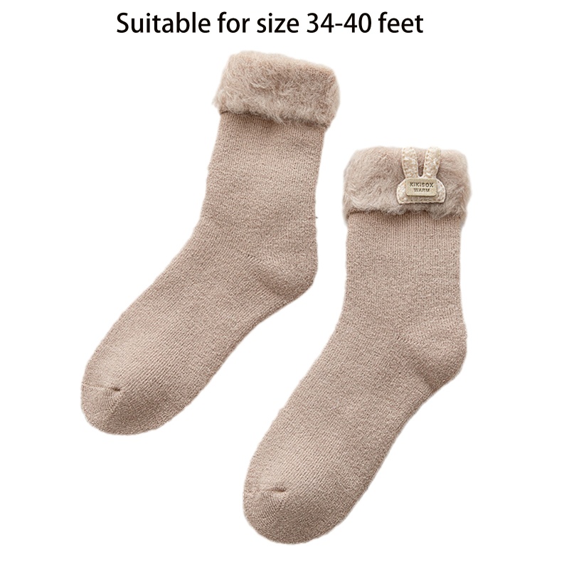 Youyo Đôi Vớ Lông Thỏ Giả Dày Dặn Giữ Ấm Mùa Thu Đông Phong Cách Nhật Bản Dễ Thương Cho Nữ