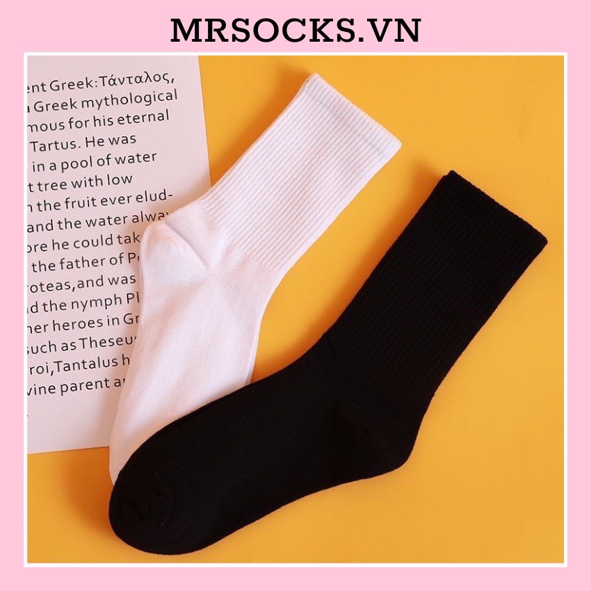 Tất vớ trơn cổ cao hàn quốc nam nữ cotton cao cấp thời trang hàn quốc đẹp giá rẻ MRSOCKS VC069