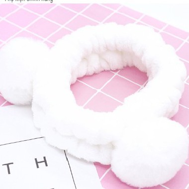 BĂNG ĐÔ RỬA MẶT TAI GẤU MÀU TRẮNG DÀY MỀM MỊN CAO CẤP BỜM RỬA MẶT CHO NỮ