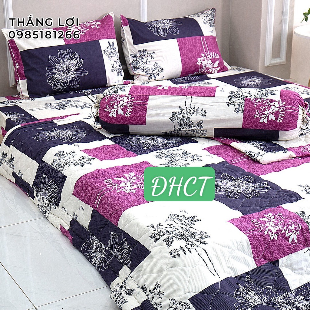 Drap Cotton 100% Thắng Lợi chính hãng Mẫu Đồng Hồ Cát Tím IN LOGO THẮNG LỢI vệ sinh dễ dàng.