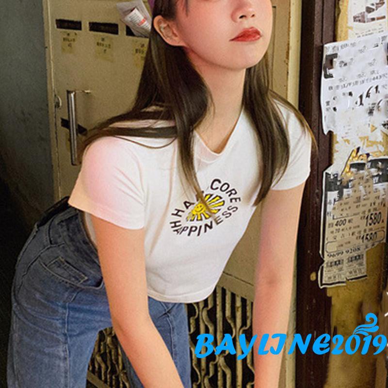 Áo Thun Lửng Tay Ngắn Thời Trang Dành Cho Nữ