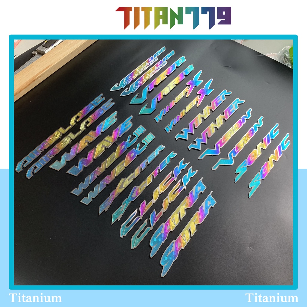Tem Titan tên chữ 3D có sẳn keo 3M các dòng xe AB, WAVE, WAVE @, EXITER, CLICK, SATRIA, VARIO, WINNER, WINNER X, SATRIA
