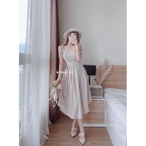 Váy 2 Dây Be Tay Chun Ly Ngực Dáng Dài Siêu Xinh Có Ảnh Thật Kemd Video