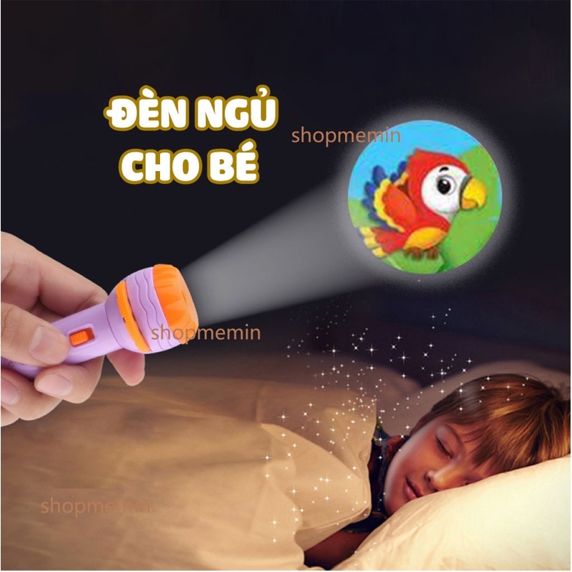 Đèn pin chiếu hình cho bé 24 hình động vật, đèn pin xoay chiều hình ảnh động vật cho bé đồ chơi cho bé