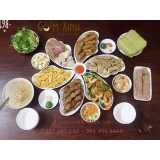 Bộ 6 Đĩa Cánh Tiên men trắng_Bộ đĩa hoa_Bộ đồ ăn Bát Tràng